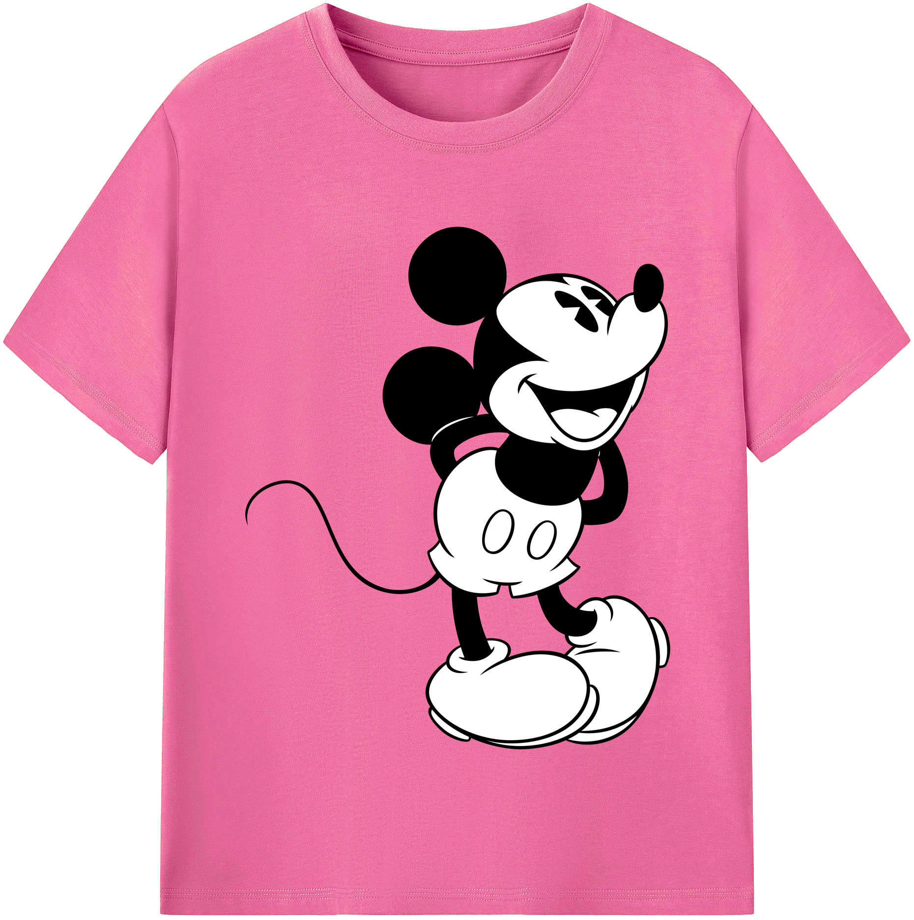 （画像用） ミッキーマウス Mickey Mouse レディースカジュアルプリントTシャツ（綿100％）